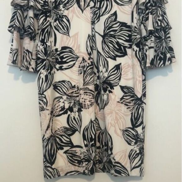 Calvin Klein Women’s Size 2 Tiered Sleeve Shift Dress Multicolor Floral Zip Up - Picture 6 of 12